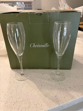 Christofle Clear Crystal Champagne Flutes - 6